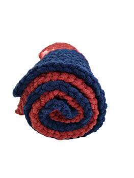 Snagl Baby Blanket In Rusty Red And Blue Petrol, 8 of 10