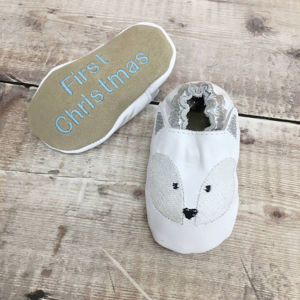 Personalised Arctic Fox Baby Shoes, 1 of 3