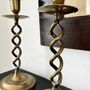 Pair Of Vintage Brass Spiral Candlesticks, thumbnail 4 of 5