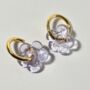 Pink Murano Glass Flower Hoop Earrings, thumbnail 1 of 2