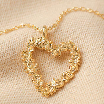 Floral Heart Pendant Necklace In Gold Plating, 3 of 8