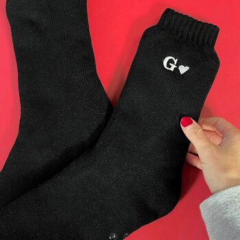 Personalised Heart Initial Slipper Socks, 3 of 4