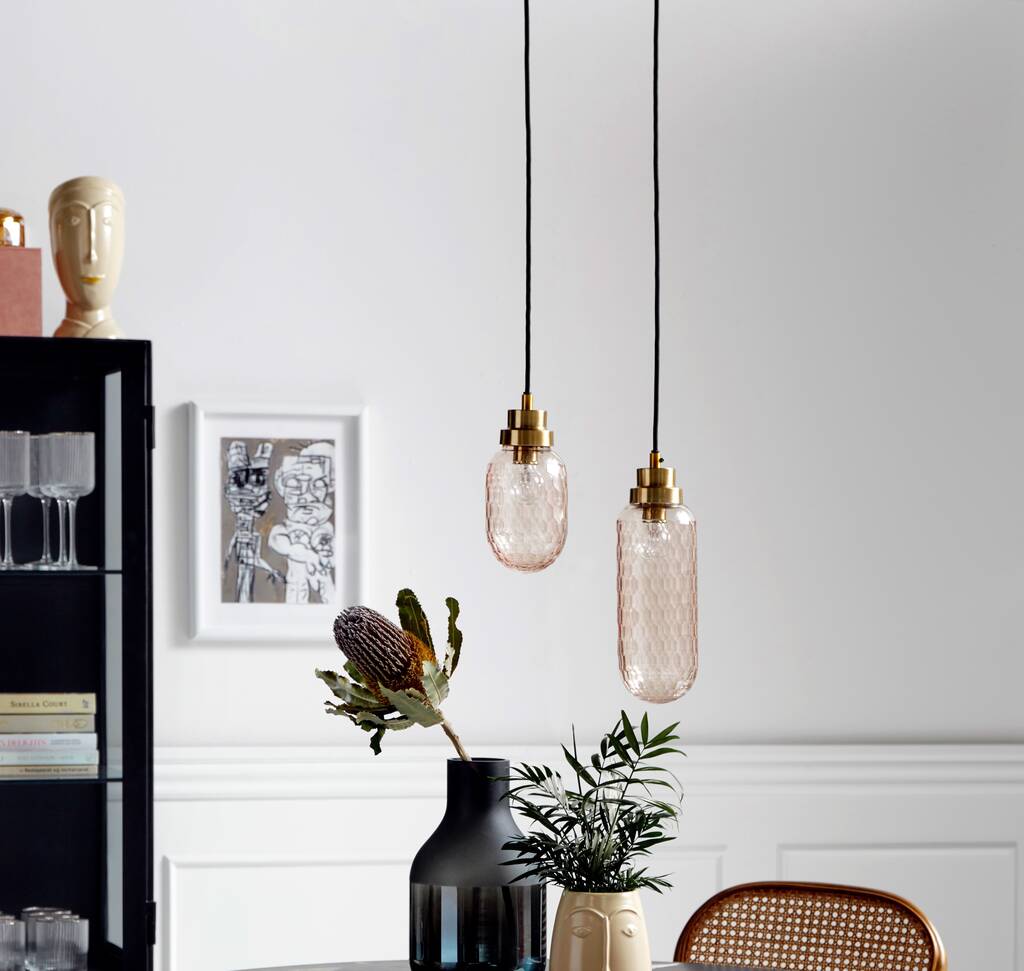 Cut Glass, Rose And Gold Pendant Lights