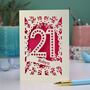 Personalised 21st Birthday Card Papercut Spotty Design, thumbnail 7 of 7