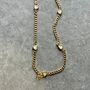 Gold Curb Chain Necklace With Three Pale Green Hearts, thumbnail 3 of 4