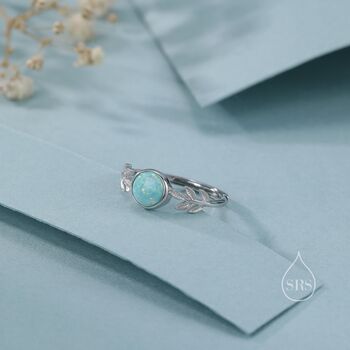 Aqua Green Opal Olive Leaf Ring In Sterling Silver, 7 of 11