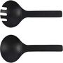 Black Solid Bamboo Salad Wooden Bowl With Server Set, thumbnail 4 of 8
