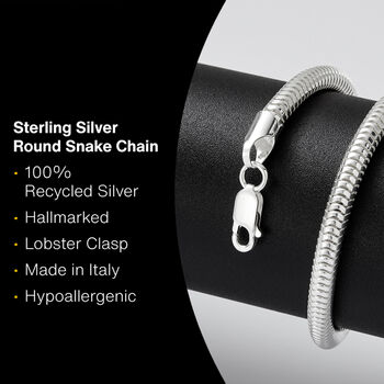 Mens Sterling Silver Heavy Snake Chain Necklace, 5 of 6