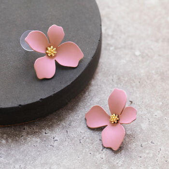Hand Painted Flower Shaped Stud Earrings In Colours, 9 of 10