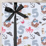 Three Sheets Of Children's 5th Birthday Pirate Wrapping Paper, thumbnail 1 of 2