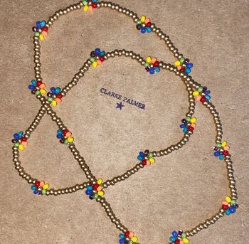 Golden Daisy Rainbow Handmade Beaded Necklace, 2 of 6