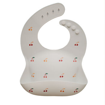 Cherries Patterned Silicone Baby Bib, 2 of 2