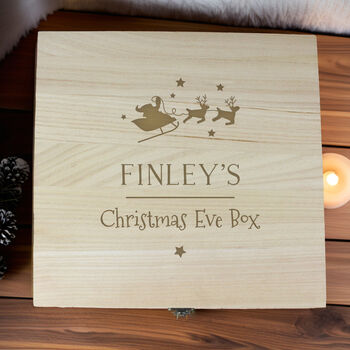 Personalised Large Wooden Christmas Eve Box, 4 of 7