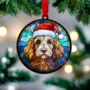 Cavapoo Blonde In Santa Hat Suncatcher Decoration, thumbnail 3 of 6