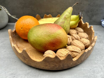 28cm Driftwood Teak Root Fruit And Nut Bowl – Wavy Edge, 12 of 12