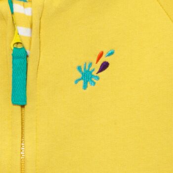 Organic Cotton Yellow Zip Up Kids Hoodie With Pockets, 3 of 6