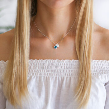 40th Birthday Gift For Her – Sterling Silver Birthstone And Personalised Disc Necklace, 10 of 12