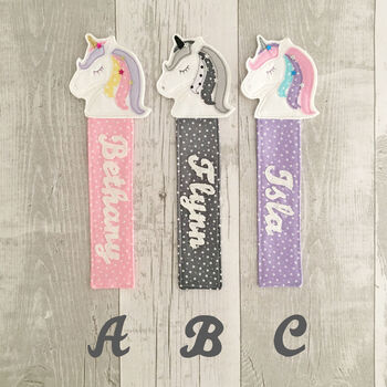 Personalised Unicorn Fabric Bookmark, 2 of 12