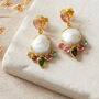 Baroque Pearl Tourmaline Gold Plated Silver Earrings, thumbnail 1 of 4