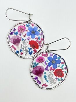 Statement Earrings With Colourful Flowers In Silver, 4 of 12