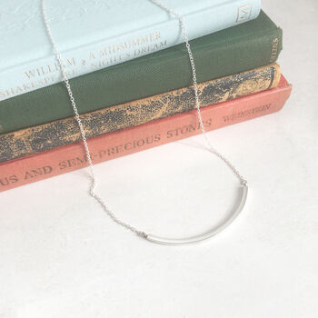 Silver Long Curved Bar Necklace, 2 of 3