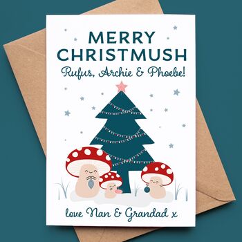 Grandchildren's Christmas Card With Cute Toadstools, 5 of 5