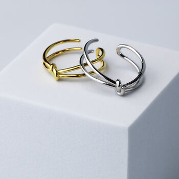 Sterling Silver Knot Detail Adjustable Ring, 2 of 6