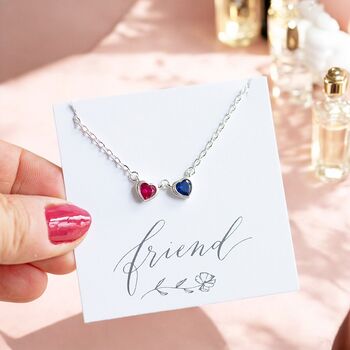 Double Birthstone Heart Link Necklace, 3 of 7