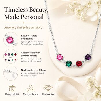 Personalised Square Shaped Family Birthstones Necklace, 7 of 12