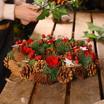 Stars And Roses Christmas Candle Table Centrepiece, 3 of 4