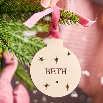 Engraved Wooden Bauble Decoration, 4 of 5