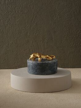 Handmade White Marble Storage Box – Gold Horse Head Lid Detail, 2 of 12