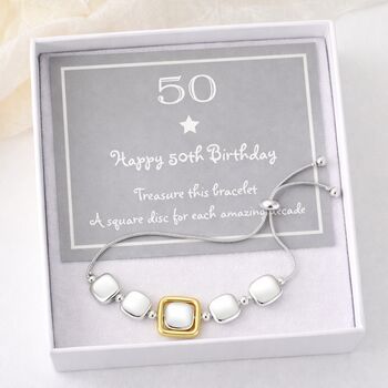 50th Birthday Five Disc Drawstring Bracelet, 5 of 5