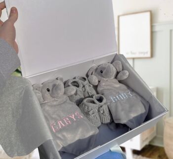 Twin Baby Boy Elephant Comforter Gift Box, 4 of 4