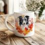Personalised Dog Mug Border Collie In An Autumn Wreath, thumbnail 1 of 2