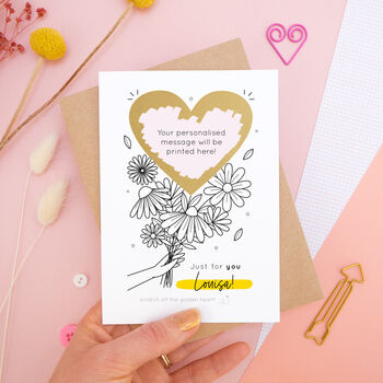 Personalised Just For You Flower Bouquet Scratch Card, 3 of 8