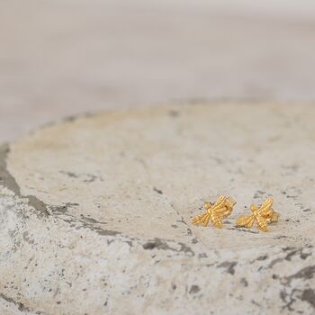 Gold Vermeil Bee Stud Earrings, 2 of 4