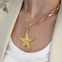 Oversized Starfish Chunky Charm And Chain Necklace, thumbnail 1 of 5