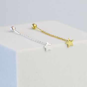 Sterling Silver Screw Back Star Threader Earrings, 4 of 8