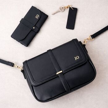 Personalised Custom Embossed Soft Faux Leather Satchel Cross Body Bag, 6 of 6