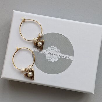 Gold Plated Triangle Charm Hoop Earrings, 4 of 4