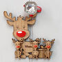 Double Sided Oak Reindeer Family Of Seven Decoration, thumbnail 4 of 9