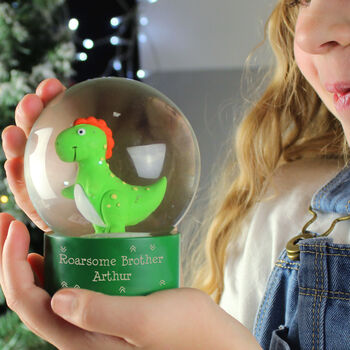 Personalised Dinosaur Glitter Snow Globe – Magical Christmas Keepsake, 2 of 9