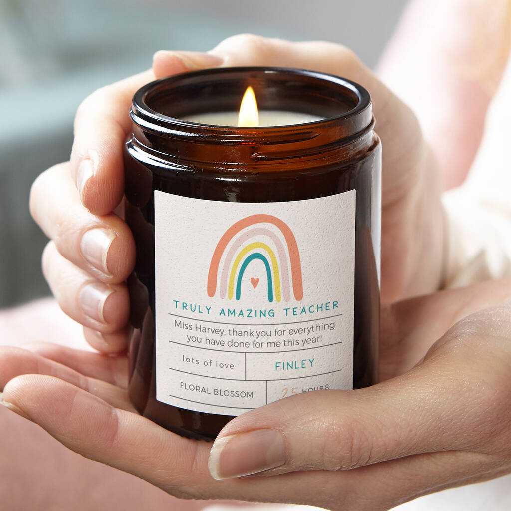 Thank You Teacher Gift Rainbow Candle, 1 of 6
