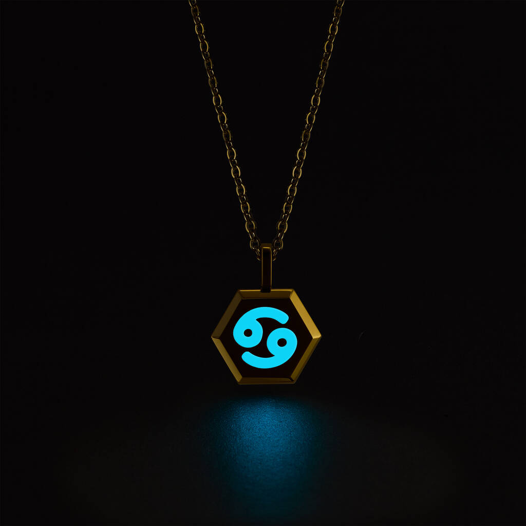 Cancer Zodiac Glowing Pendant Necklace With Uv Keyring Torch, 1 of 12