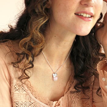 Personalised Pressed Birth Flower And Heart Charm Necklace, 5 of 11