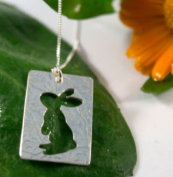 Sterling Silver Bunny Silhouette Pendant, 7 of 9