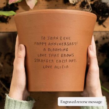 Engraved Message Round Plant Pot, 2 of 7