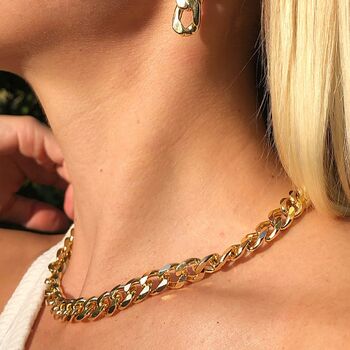 Gold Plated Faceted Curb Chain Necklace, 4 of 8
