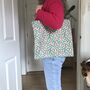 Pink And Teal Tote Bag With Motivational Message Inside, thumbnail 1 of 4